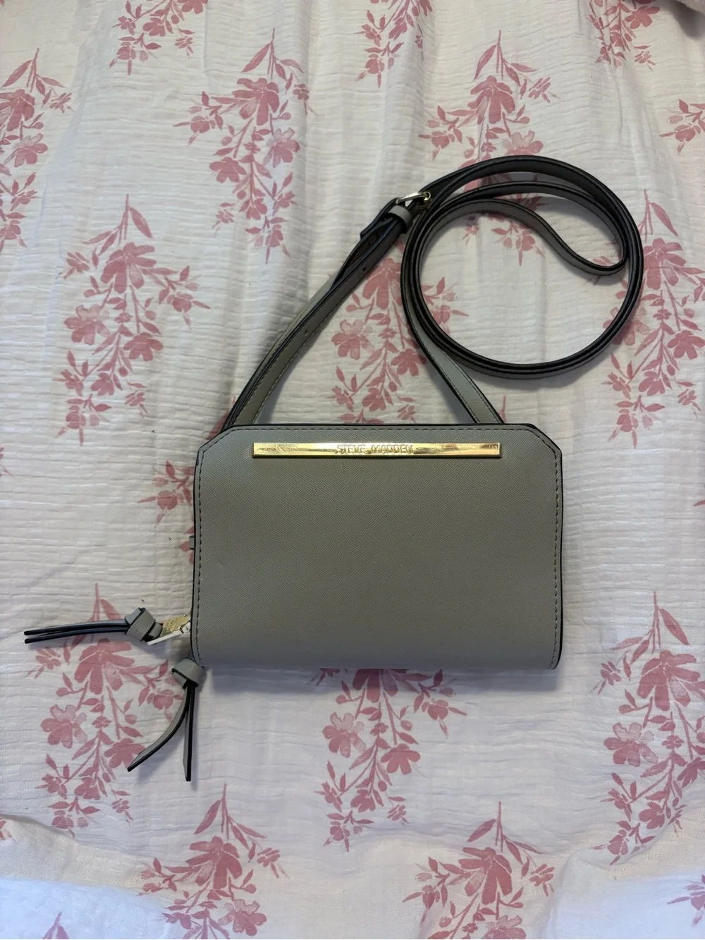 Michael Kors Light Gray Crossbody with Gold Accent